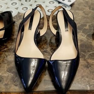 Zara low heel navy shoes